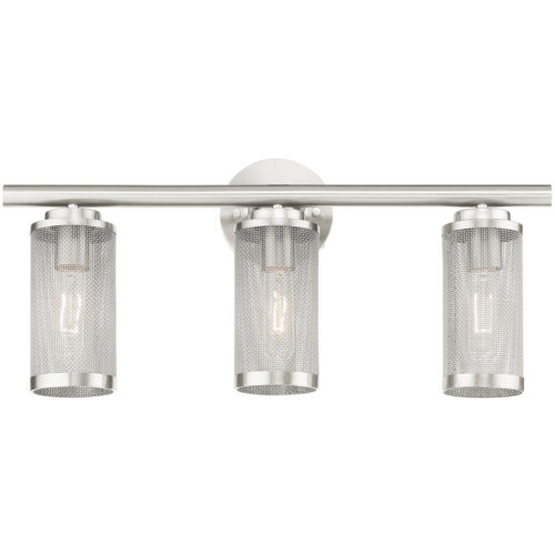 23.5 inch 3 Light Brushed Nickel Bathroom Vanity light fixture with Brushed Nickel Stainless Steel Mesh Shade Shade-Lighting LumensBath/Vanity