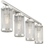35.5 inch 4 Light Brushed Nickel Bathroom Vanity light fixture with Brushed Nickel Stainless Steel Mesh Shade Shade-Lighting LumensBath/Vanity