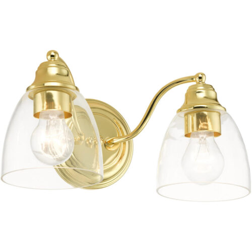 15132-02 2 Light Polished Brass Vanity Sconce-Lighting LumensWall Sconces