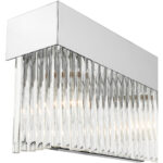 14 inch 2 Light Polished Chrome Bathroom Vanity light fixture with Polished Chrome Drum Shade with Clear Crystal Rods Shade-Lighting LumensBath/Vanity