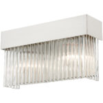 14 inch 2 Light Brushed Nickel Bathroom Vanity light fixture with Brushed Nickel Drum Shade with Clear Crystal Rods Shade-Lighting LumensBath/Vanity