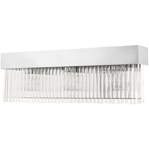 23.25 inch 3 Light Polished Chrome Bathroom Vanity light fixture with Polished Chrome Drum Shade with Clear Crystal Rods Shade-Lighting LumensBath/Vanity