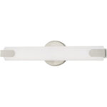 4.375 inch 20W LED Brushed Nickel ADA Bathroom Vanity light fixture with Satin White Acrylic Shade-Lighting LumensBath/Vanity
