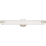 4.375 inch 32W LED Brushed Nickel ADA Bathroom Vanity light fixture with Satin White Acrylic Shade-Lighting LumensBath/Vanity