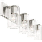 35.5 inch 4 Light Brushed Nickel Bathroom Vanity light fixture with Clear Glass Shade-Lighting LumensBath/Vanity