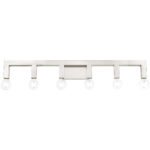 43.5 inch 6 Light Brushed Nickel Bathroom Vanity light fixture with Stainless Steel base material-Lighting LumensBath/Vanity