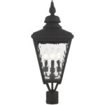 10.625 inch 3 Light Black Post-Top Lantern Pendant Lighting Fixture with Clear Water Glass Shade-Lighting LumensLantern