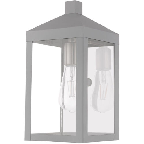 6.25 inch 1 Light Nordic Gray Outdoor Wall Lantern with Clear Glass Shade-Lighting LumensLantern