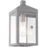 6.25 inch 1 Light Nordic Gray Outdoor Wall Lantern with Clear Glass Shade-Lighting LumensLantern