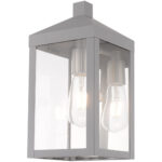 6.25 inch 1 Light Nordic Gray Outdoor Wall Lantern with Clear Glass Shade-Lighting LumensLantern
