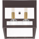 8 inch 2 Light Bronze Outdoor Ceiling Light fixture with Clear Glass Shade-Lighting LumensFlush Mount Ceiling Lights