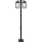 12 inch 6 Light Black Outdoor Post Light with Clear Glass Shade-Lighting LumensOutdoor Wall Lights