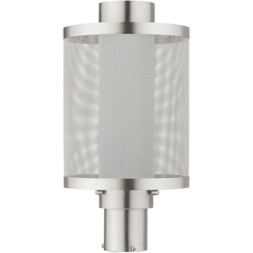 1 Light Brushed Nickel Post Light with Opal White Glass Shade-Lighting LumensOutdoor Wall Lights