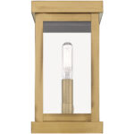 5 inch 1 Light Antique Brass Outdoor Wall Lantern with Clear Glass Shade-Lighting LumensLantern