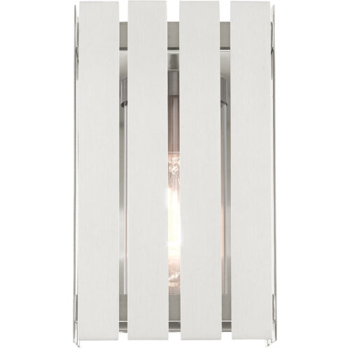 6 inch 1 Light Brushed Nickel Outdoor Wall Lantern with Clear Glass Shade-Lighting LumensLantern