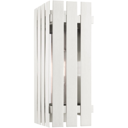 6 inch 1 Light Brushed Nickel Outdoor Wall Lantern with Clear Glass Shade-Lighting LumensLantern