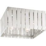 13 Sq. inch 4 Light Brushed Nickel Outdoor Ceiling Mount with Clear Glass Shade-Lighting LumensFlush Mount Ceiling Lights