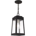 6.25 inch 1 Light Black Outdoor Pendant Lantern with Clear Glass Shade-Lighting LumensLantern