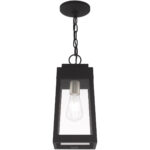 6.25 inch 1 Light Black Outdoor Pendant Lantern with Clear Glass Shade-Lighting LumensLantern