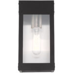 5 inch 1 Light Black Outdoor Wall Lantern with Clear Glass Shade-Lighting LumensLantern