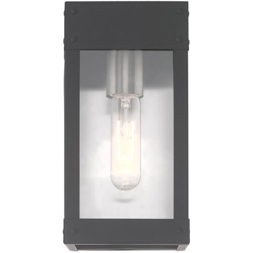 5 inch 1 Light Scandinavian Gray Outdoor Wall Lantern with Clear Glass Shade-Lighting LumensLantern