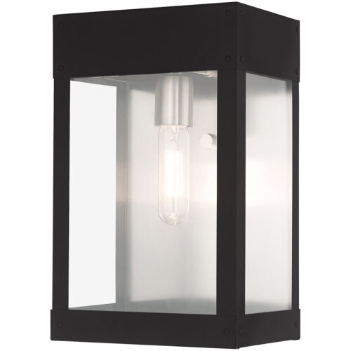8.25 inch 1 Light Black Outdoor Wall Lantern with Clear Glass Shade-Lighting LumensLantern
