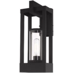 6.25 inch 1 Light Black Outdoor Post Top Lantern Pendant Lighting Fixture with Cylinder Clear Glass Shade-Lighting LumensLantern