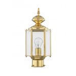 1 Light Polished Brass Outdoor Post Lantern Pendant Lighting Fixture with Clear Beveled Glass Shade-Lighting LumensLantern