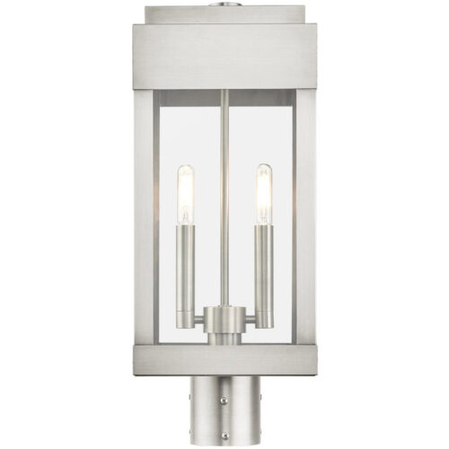 21236-91 2 Light Brushed Nickel Outdoor Post Top Lantern-Lighting LumensLantern