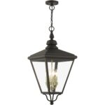 27378-07 4 Light Bronze Outdoor Extra Large Pendant Lantern with Antique Brass Finish Cluster-Lighting LumensLantern