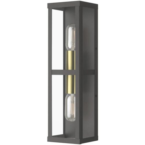 28033-07 1 Light Bronze Outdoor ADA Wall Lantern with Antique Gold Finish Accents-Lighting LumensLantern