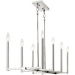 14 inch 8 Light Brushed Nickel Linear Chandelier with Steel base material-Lighting LumensChandeliers