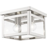 4031-91_01 8 inch 2 Light Brushed Nickel Ceiling Light fixture with Clear Glass Shade-Lighting LumensFlush Mount Ceiling Lights