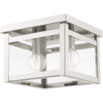 4031-91_02 8 inch 2 Light Brushed Nickel Ceiling Light fixture with Clear Glass Shade-Lighting LumensFlush Mount Ceiling Lights