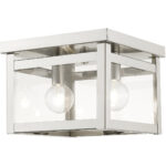 4031-91_03 8 inch 2 Light Brushed Nickel Ceiling Light fixture with Clear Glass Shade-Lighting LumensFlush Mount Ceiling Lights