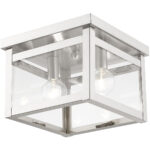 4031-91_05 8 inch 2 Light Brushed Nickel Ceiling Light fixture with Clear Glass Shade-Lighting LumensFlush Mount Ceiling Lights
