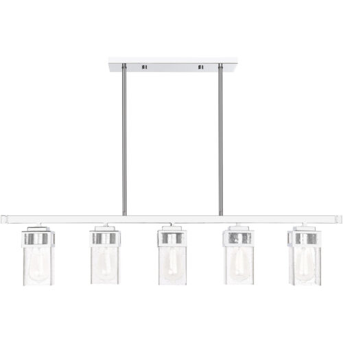 4.5 inch 5 Light Polished Chrome Linear Chandelier with Hand Blown Clear Seeded Glass Shade-Lighting LumensChandeliers