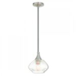 1 Light Brushed Nickel Mini Pendant with Clear Glass Shade-Lighting LumensPendant Lights