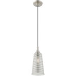 1 Light Brushed Nickel Mini Pendant with Smoke Glass Shade-Lighting LumensPendant Lights