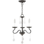 3 Light English Bronze Mini Chandelier with Steel base material-Lighting LumensChandeliers