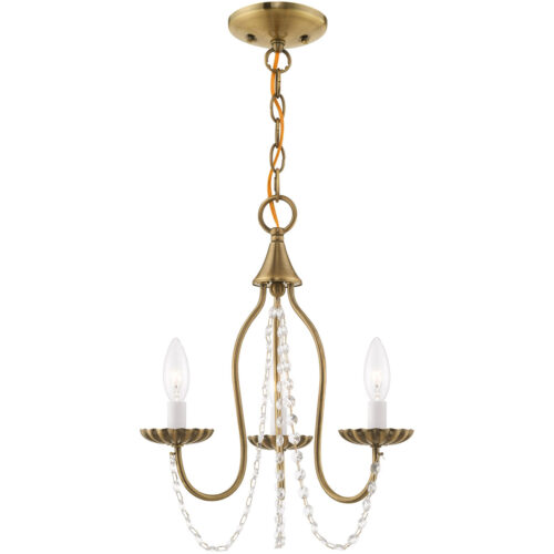 3 Light Antique Brass Mini Chandelier with Steel base material-Lighting LumensChandeliers