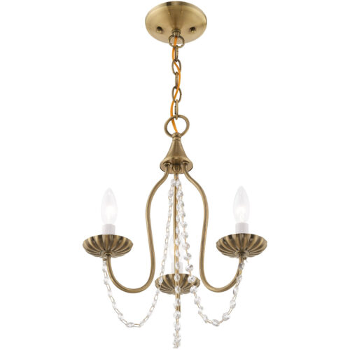 3 Light Antique Brass Mini Chandelier with Steel base material-Lighting LumensChandeliers