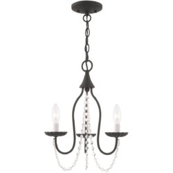 3 Light Black Mini Chandelier with Steel base material-Lighting LumensChandeliers