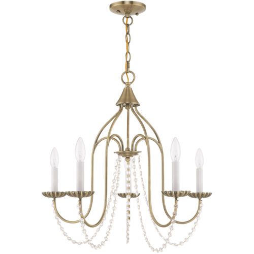5 Light Antique Brass Chandelier with Steel base material-Lighting LumensChandeliers