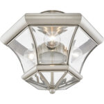 3 Light Brushed Nickel Ceiling Light fixture with Clear Beveled Glass Shade-Lighting LumensFlush Mount Ceiling Lights