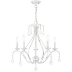 5 Light Antique White Chandelier with Steel base material-Lighting LumensChandeliers