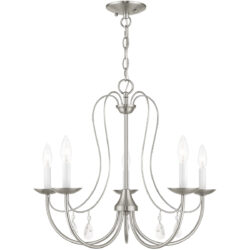 5 Light Brushed Nickel Chandelier with Steel base material-Lighting LumensChandeliers