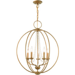 5 Light Antique Gold Leaf Chandelier with Steel base material-Lighting LumensChandeliers