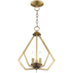 3 Light Antique Brass Mini Chandelier/Ceiling Light fixture with Steel base material-Lighting LumensChandeliers