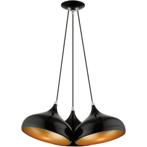 41053-68 3 Light Shiny Black Cluster Pendant-Lighting LumensPendant Lights